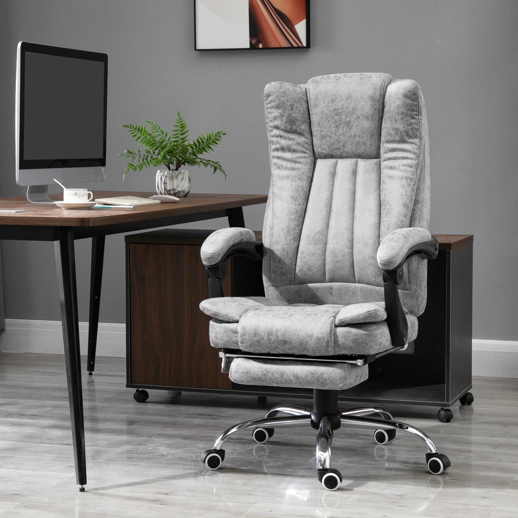 Poltrona da Ufficio Massaggiante Riscaldante Reclinabile ¨C Xylo ¨C Grigio con Poggiapiedi 62x70x113-120 cm