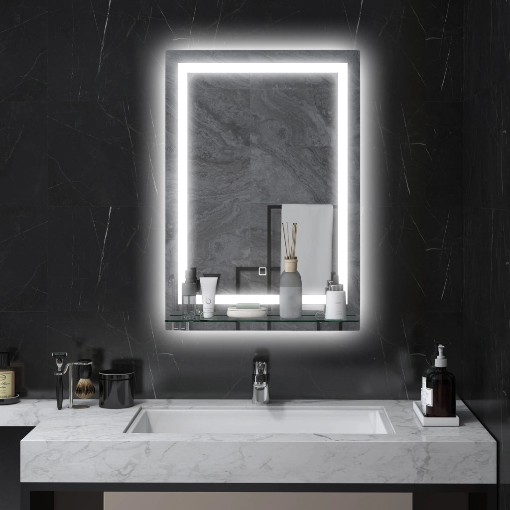 Specchio LED da bagno con mensola integrata ¨C Xylo ¨C 3 colori luce regolabile touch