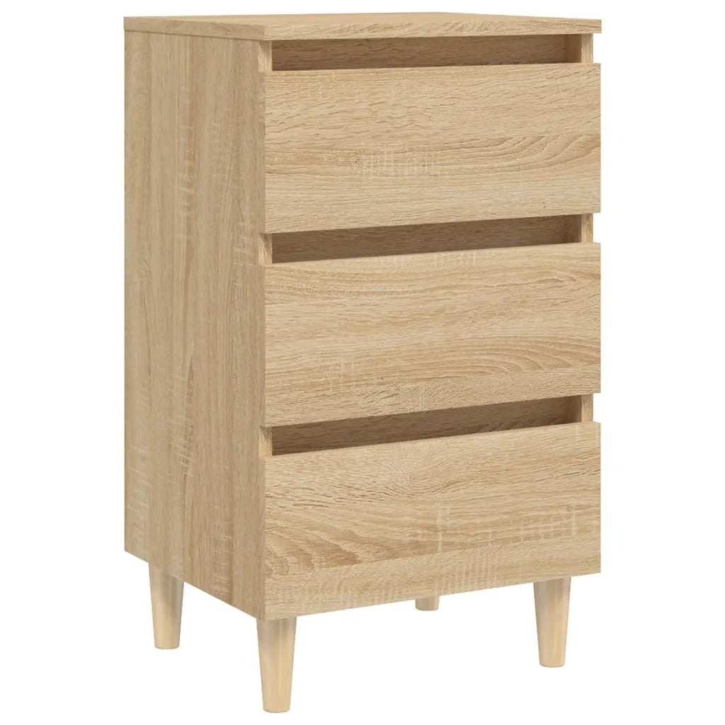Comodino con Gambe in Legno Massello Rovere Sonoma 40x35x69 cm 805893