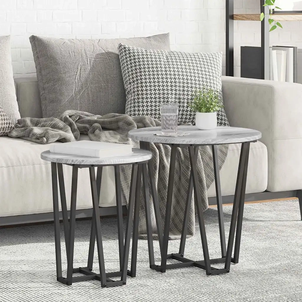 Set tavolini 2 pz | Tavolo laterale Grigio Sonoma e Nero