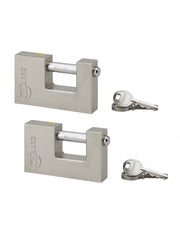 Set di 2 lucchetti LAND rettangolari 90 mm a chiave uguale, 6 chiavi – THIRARD