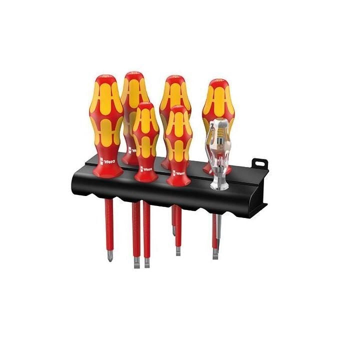 Wera 05006147001 Serie 100 VDE Kit di Giraviti Isolati 7 Pezzi con Tester di Fase e Supporto colore Nero