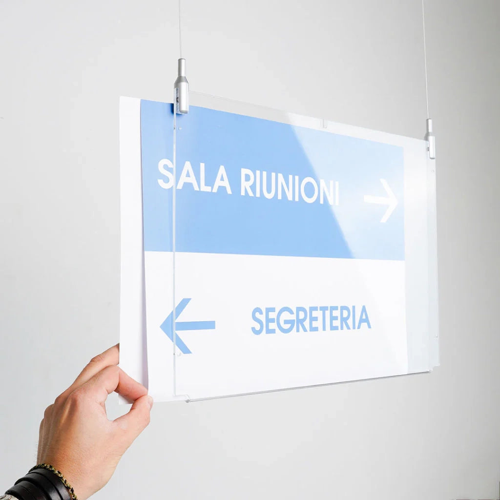 Segnale in plexiglass a soffitto varie misure accessori inclusi - 50 x 10