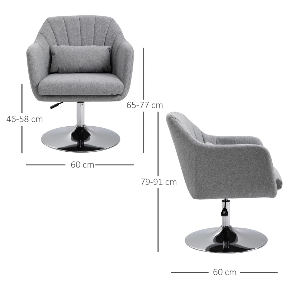 Sedia da ufficio girevole, regolabile in altezza ¨C zephmum ¨C tessuto grigio, metallo, 60x60x79-91 cm