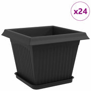 Fioriere | Cassetta per fiori | Vasi per Piante 24 pz Nero 28,5 x 28,5 x 22 cm Plastica