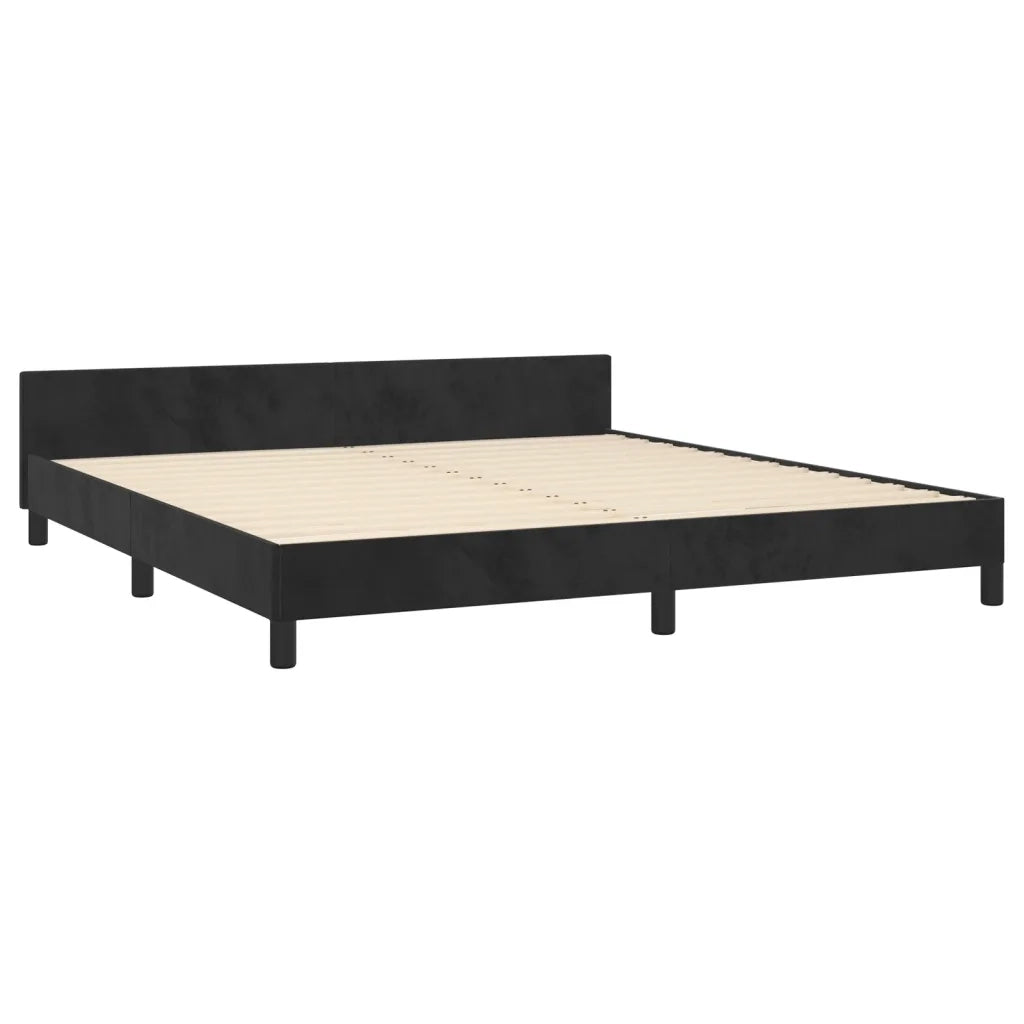 Letto matrimoniale | Letto per adulti | Giroletto senza Materasso Nero 160x200 cm in Velluto