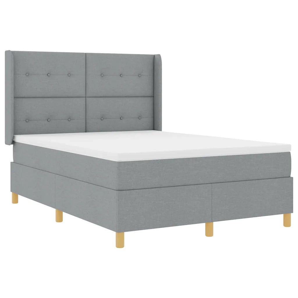 Letto a Molle con materasso Grigio chiaro 140 x 200 cm Tessuto