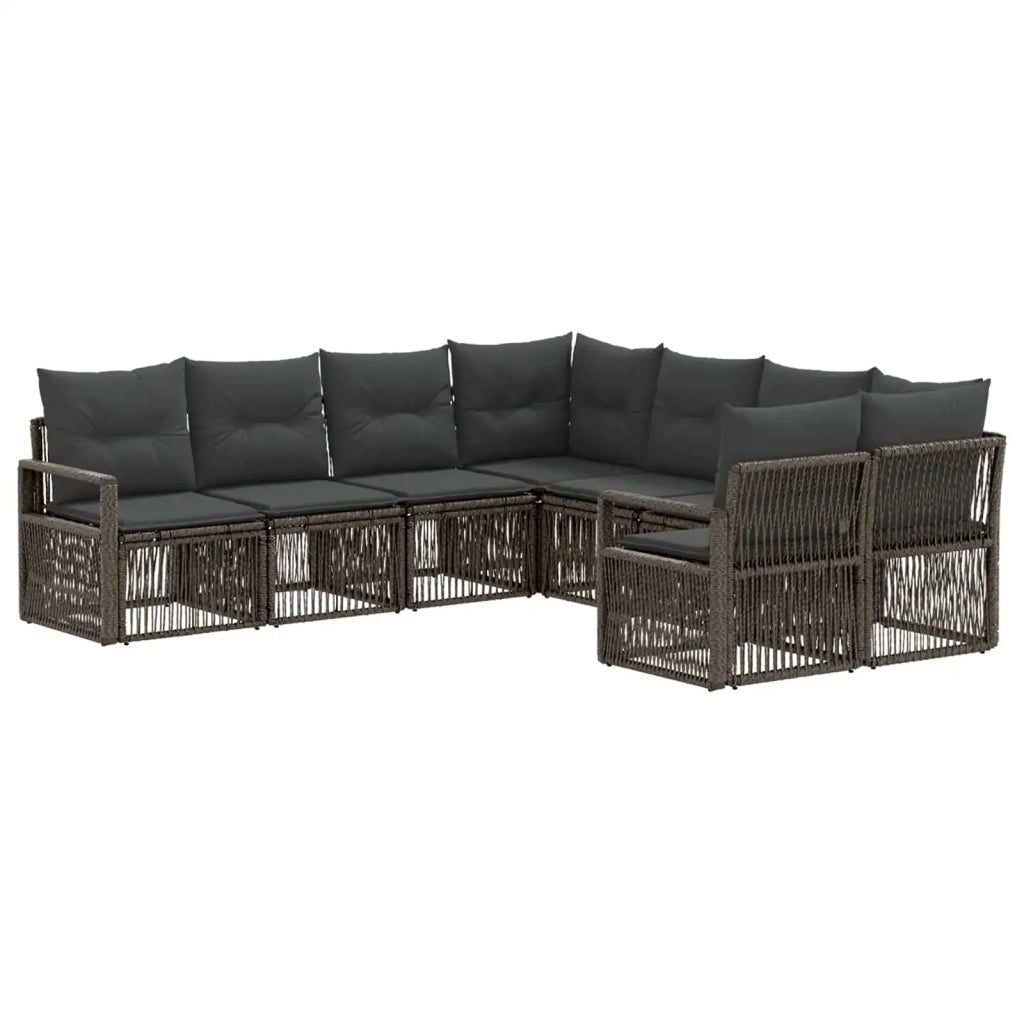 Set Divano da Giardino 8 pz 8-Numero di posti Grigio polyrattan 3435905