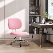 Sedia da ufficio girevole regolabile in altezza senza braccioli con schienale medio in poliestere rosa 48 × 53 × 80-90 cm