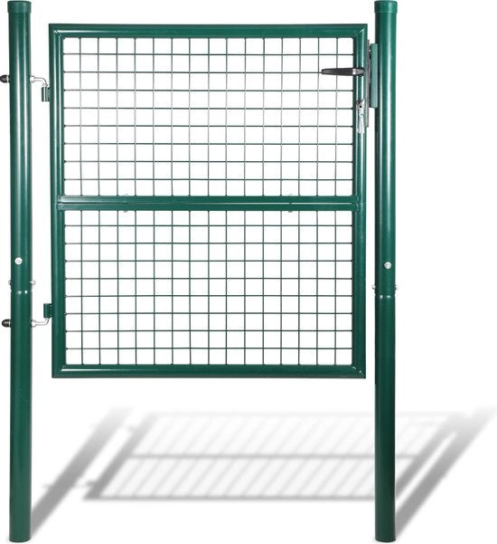 Porta di giardino Porta in acciaio inox con finitura a specchio 125 × 100 cm con serratura, maniglia e chiave, robusta e duratura per giardino