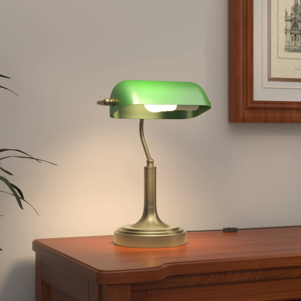 Lampada da Scrivania con Interruttore a Levetta e Paralume Regolabile ¨C zephmum ¨C Verde