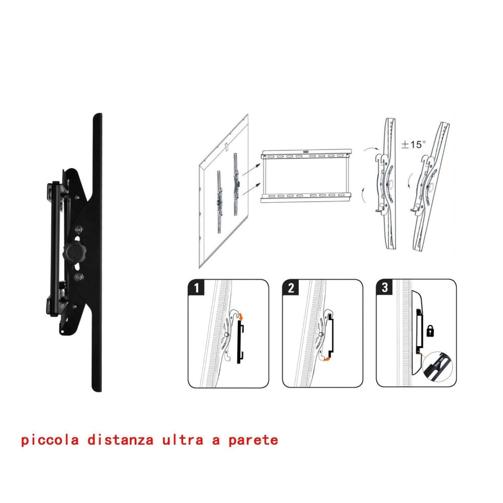 Trade Shop - Staffa Tv Fissa Supporto A Parete Per Televisione Televisore Da 23 A 42 Pollici -