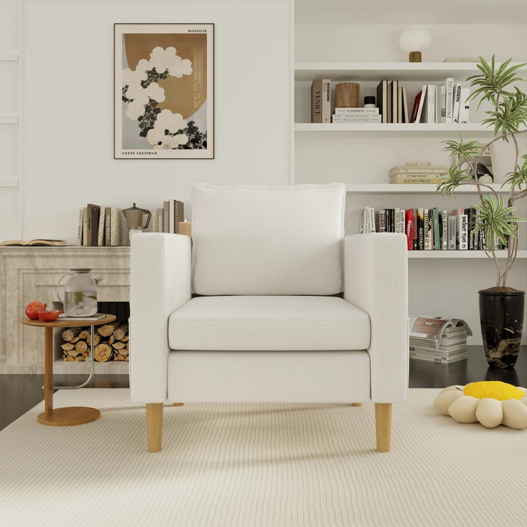 Poltrona con Cuscino e Tasca Portaoggetti ¨C MINIMAL ¨C Tessuto, Design Nordico