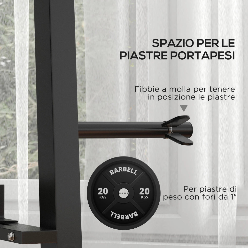 Rastrelliera per Manubri in Acciaio ¨C Xylo ¨C 4 Aste Regolabili, 131x75x80 cm, Nero