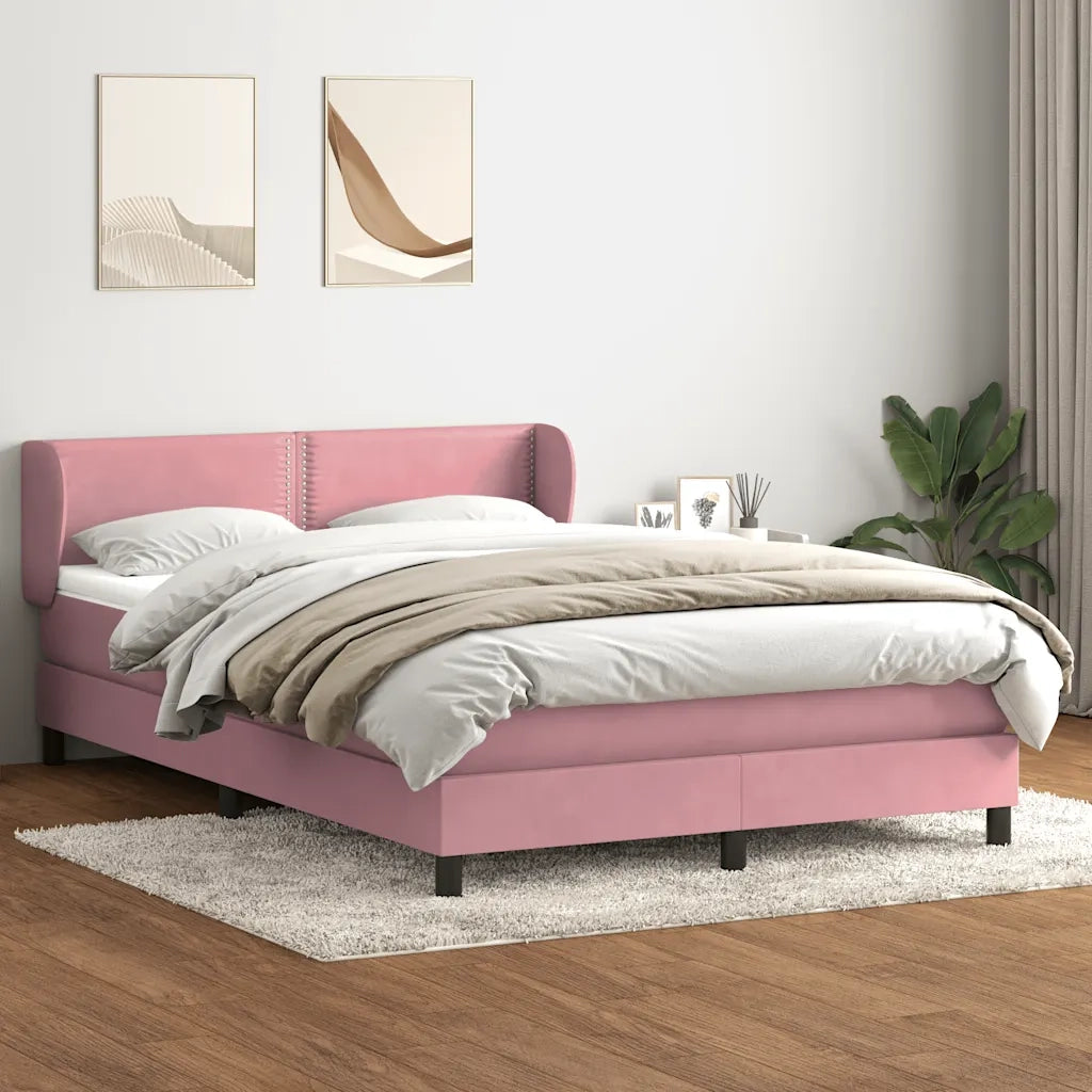 Giroletto a Molle con Materasso Rosa 160x210 cm in Velluto 3317450