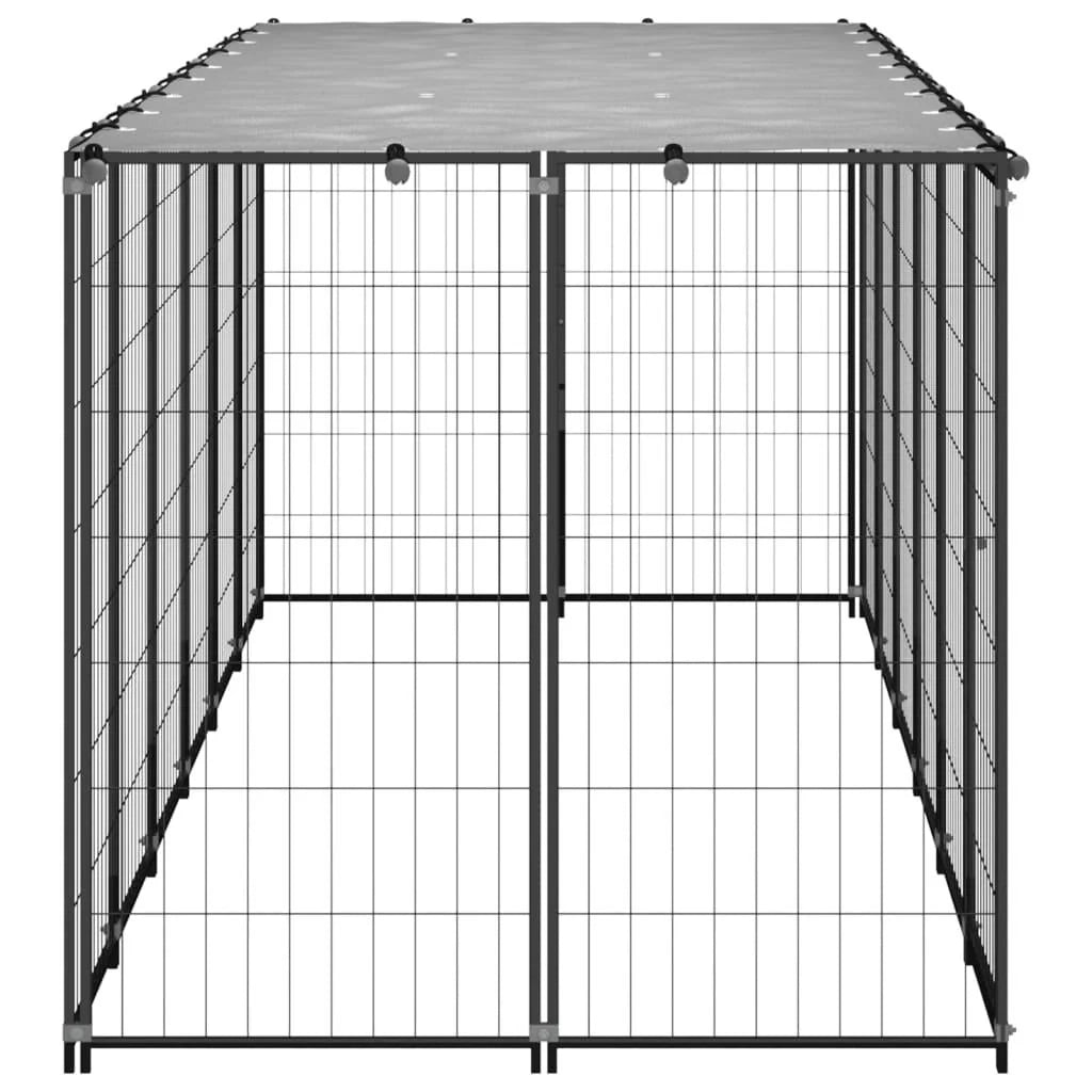 Recinto per animali da esterno per cani 330 x 110 x 110 cm acciaio nero e grigio 02_0000525