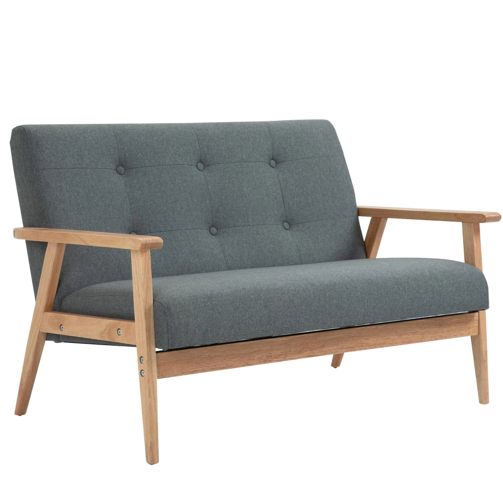 Divano 2 posti ¨C Minimal ¨C Tessuto, Legno, 115 cm, Grigio scuro