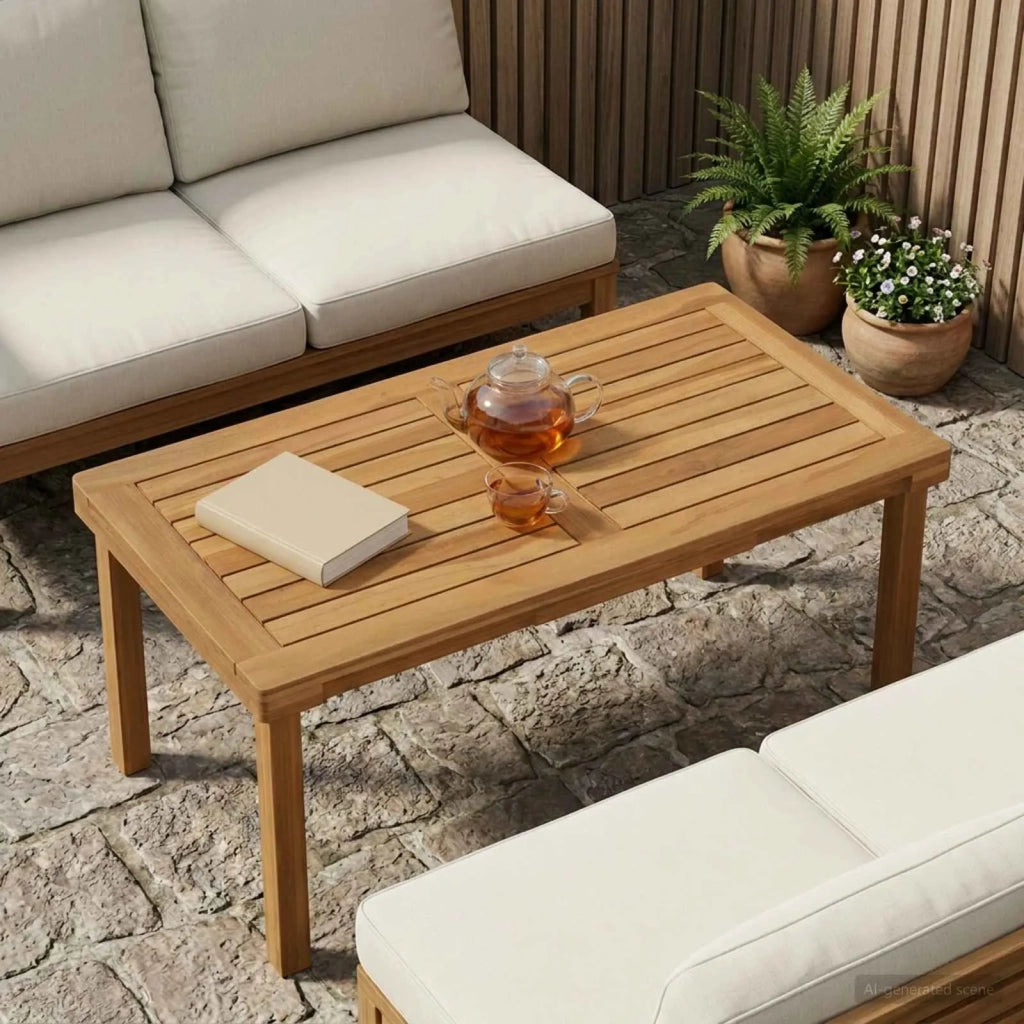Piano del tavolo Rettangolare Legno di teak solido Naturale 42033165