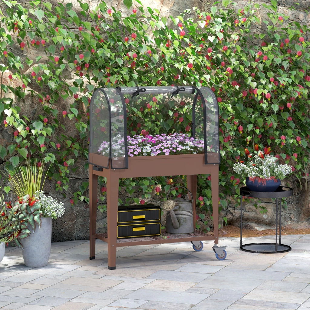 Serra da giardino con telo trasparente e scaffale ¨C Xylo ¨C 80x40x120 cm con ruote