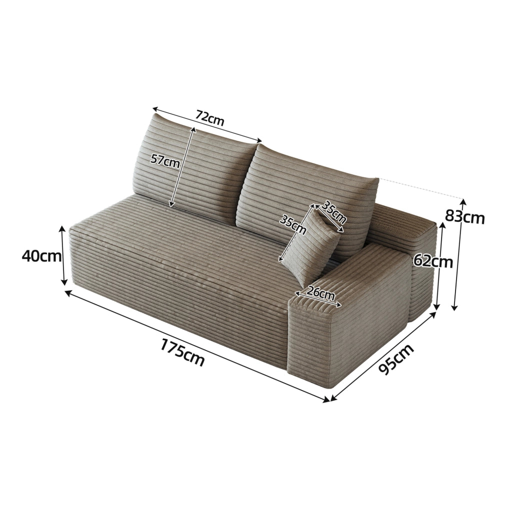 DIVANO 2 POSTI CON CHAISE REVERSIBILE CAMEL IN TESSUTO