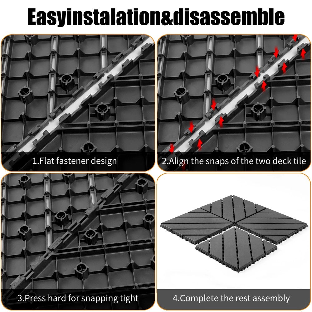 Piastrelle da Giardino ad Incastro Esterno Balcone, 44 Pezzi ¨C MINIMAL ¨C Plastica Antracite 30x30 cm