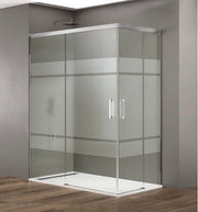 Box doccia angolare BASIC apertura al vertice 110x80 cm (105-109/75-80) cromo lucido vetro satinato