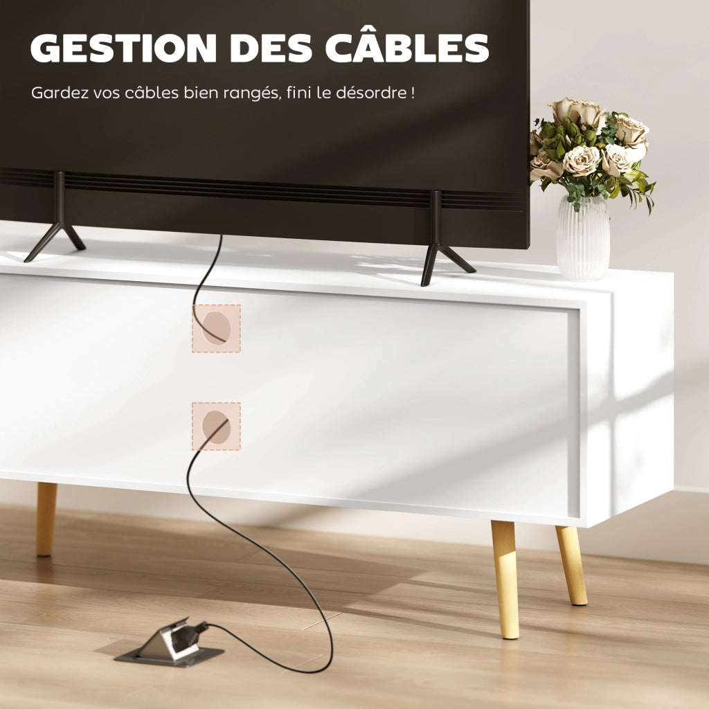 Mobile TV Scandinavo ¨C Minimal ¨C Bianco Legno Pin 120x34x50cm