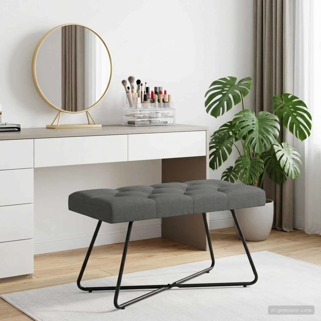 Panchina con bottoni imbottiti Grigio Scuro 80 x 40 x 46 cm 42038358