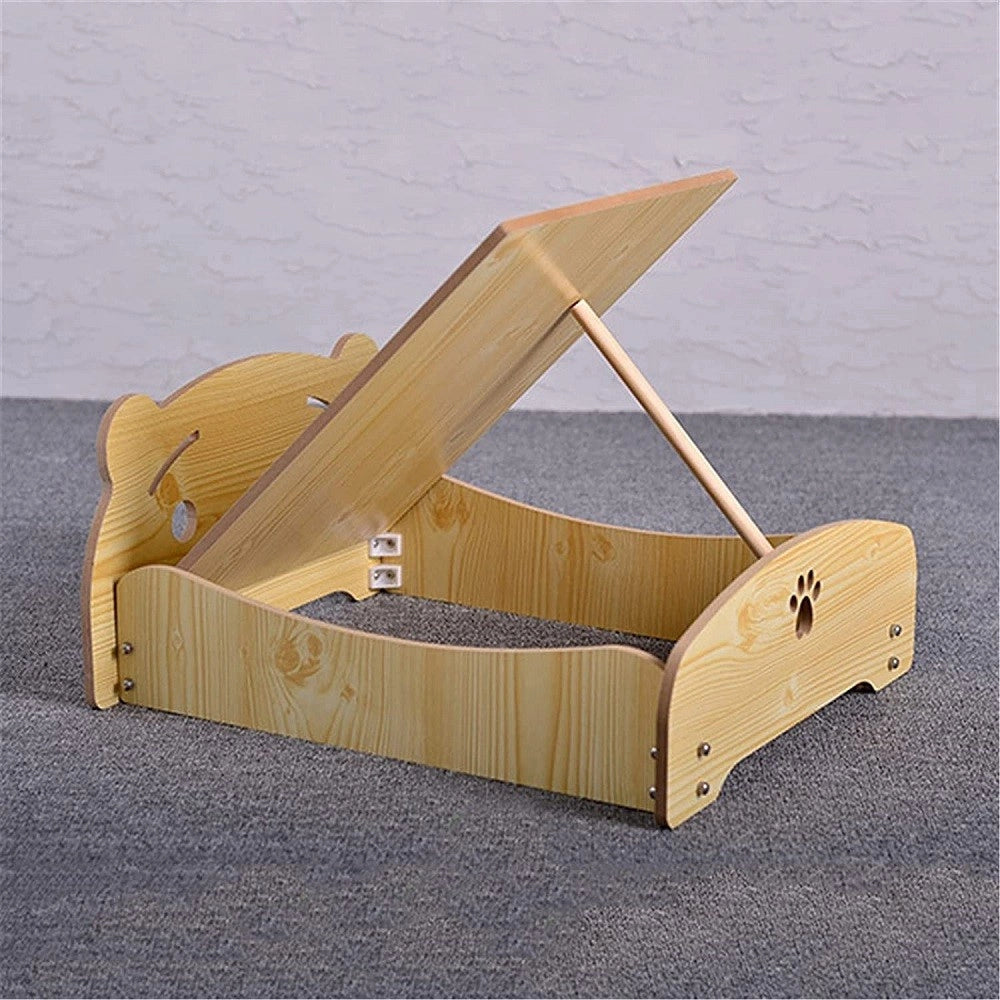 Trade Shop - Letto Cuscino Per Cani Gatti Animali Domestici Durevole In Legno 57 X 47 X 23 Cm -
