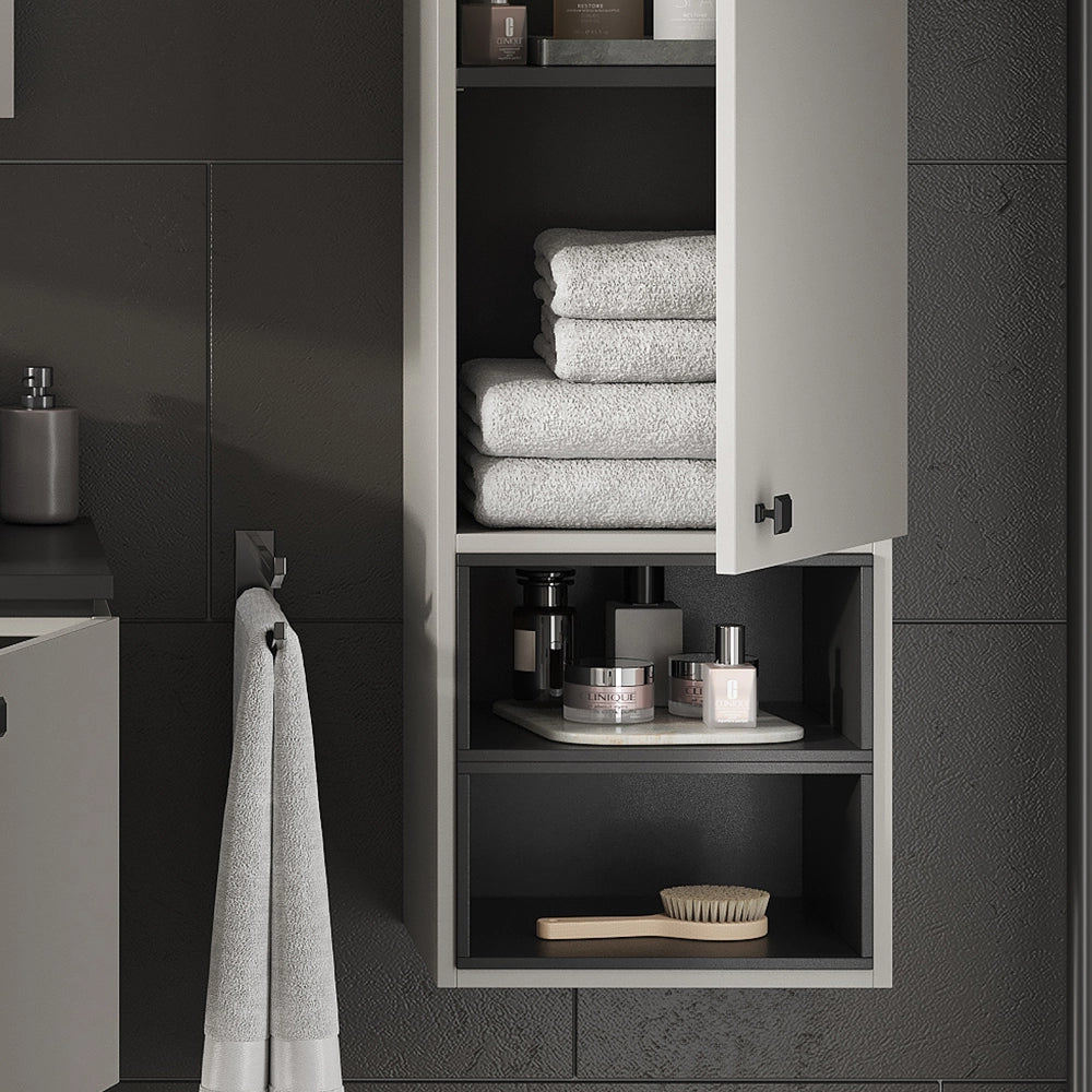 Vicco Armadio per il bagno Grigio 37.5 x 150 cm con anta e vani a giorno