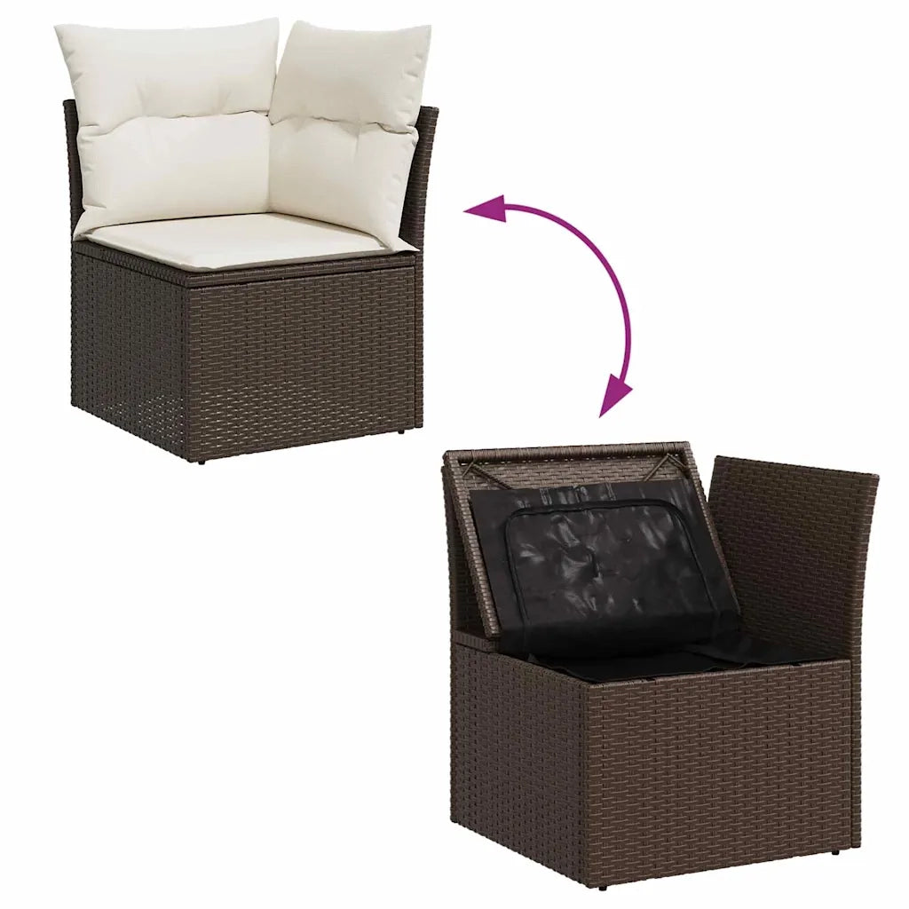 Set Divano da Giardino 4 pz | Set Salotto da Giardino Marrone polyrattan