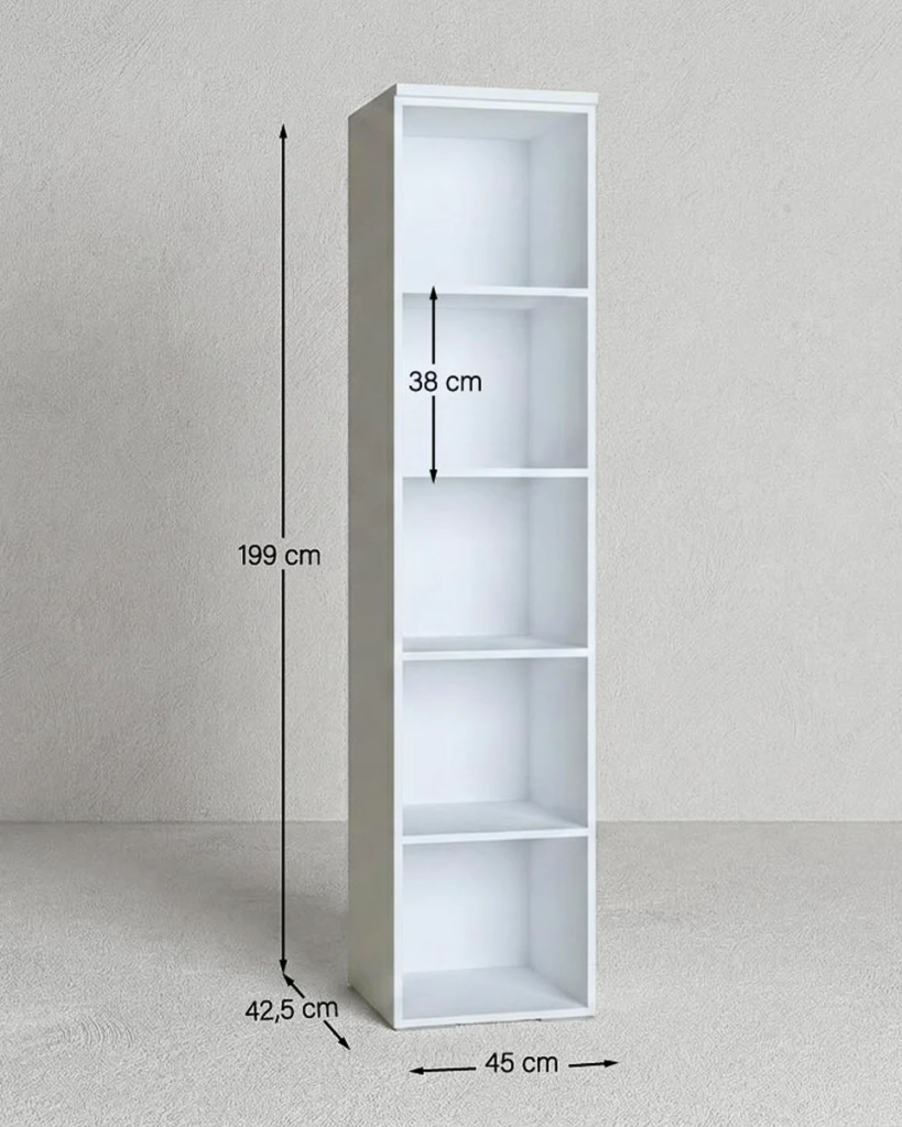 Armadio ufficio Daytona - Mobile archivio 1 anta con serratura - 4 mensole incluse - L. 45 x H. 199 x P. 42,5 cm – Bianco_
