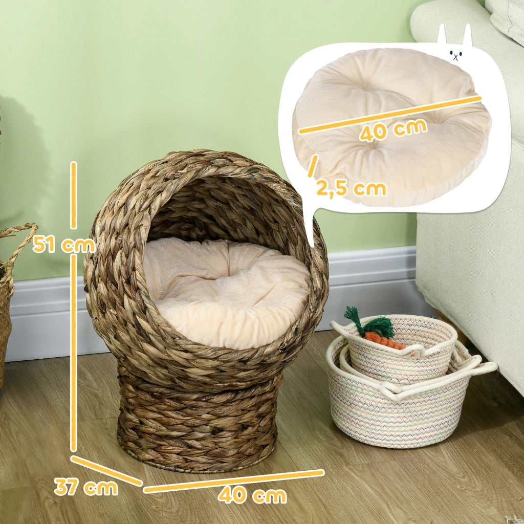 Cuccia per gatti rialzata con cuscino - Xylo - Beige 40x37x51 cm