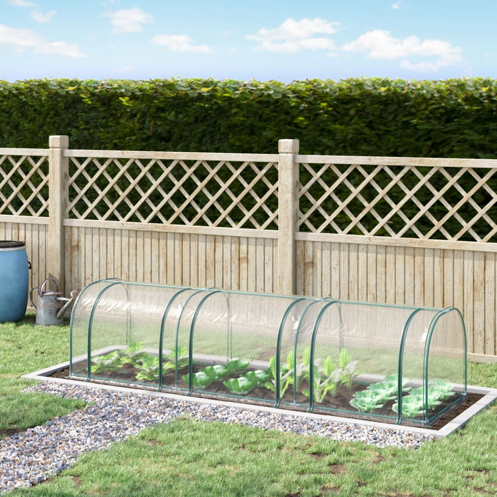 Serra in alluminio con porta, 350 x 100 x 80 cm, PVC trasparente per coltivazione di piante e cassone freddo, robusto telaio in acciaio, verde