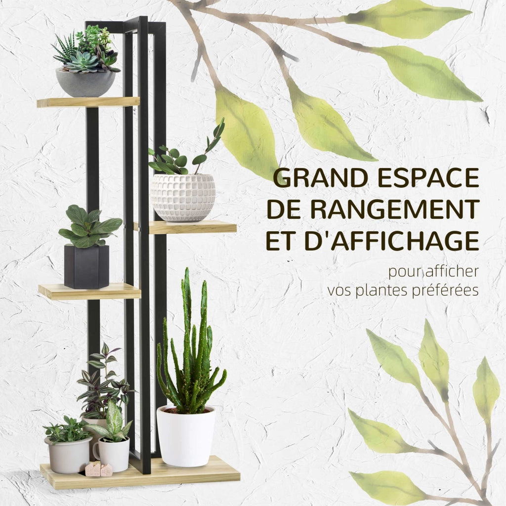 Scaffale porta piante 4 livelli ¨C Xylo ¨C stile industriale legno 45x25x110 cm