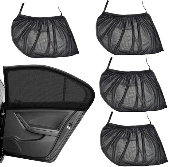Zonnetenda auto universale con protezione UV - 4 pezzi - materiale elastico - Schermo solare adattabile