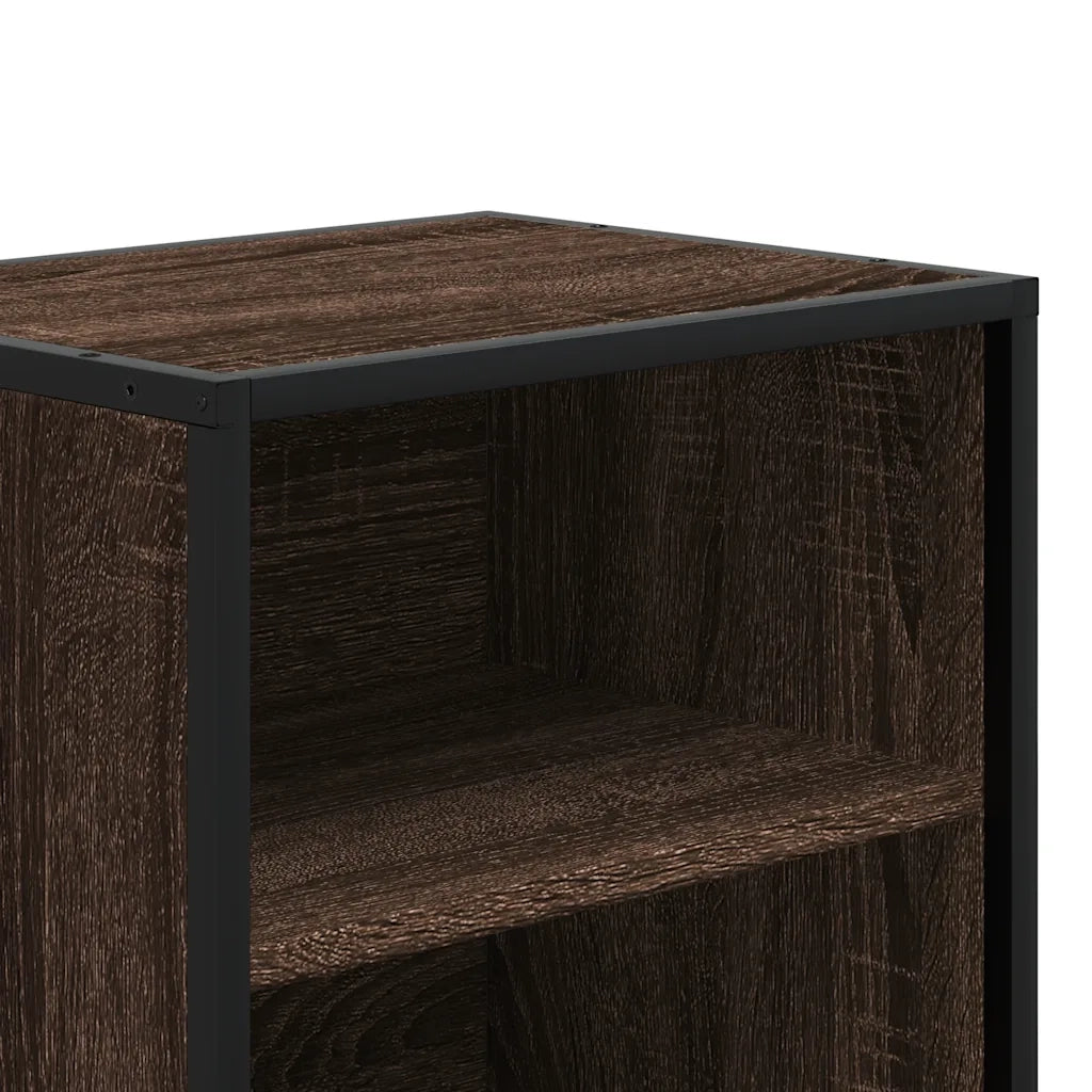Comodino-Tavolino da notte Rovere Marrone 40x31x50 cm Legno Multistrato e Metallo 341443
