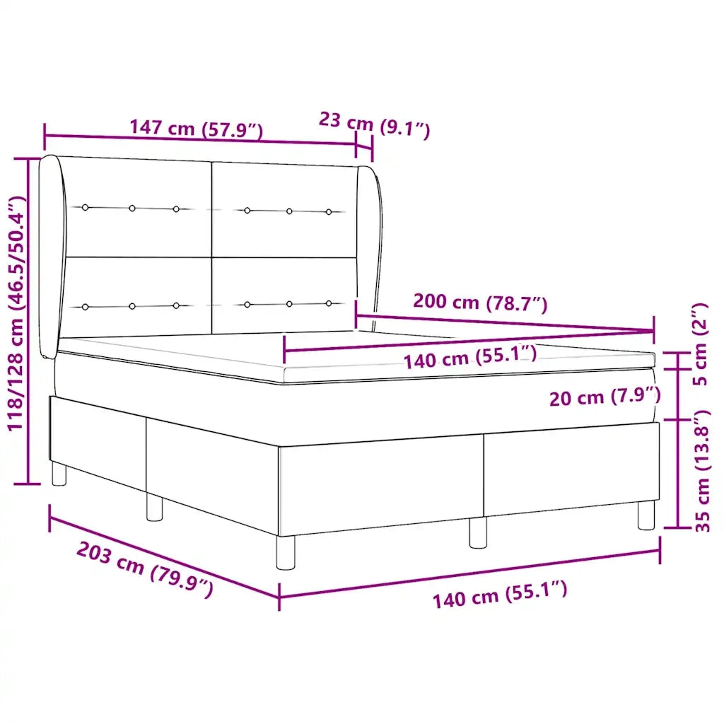 Letto a molle con materasso Rosa 200 x 140 cm Velluto 3340933