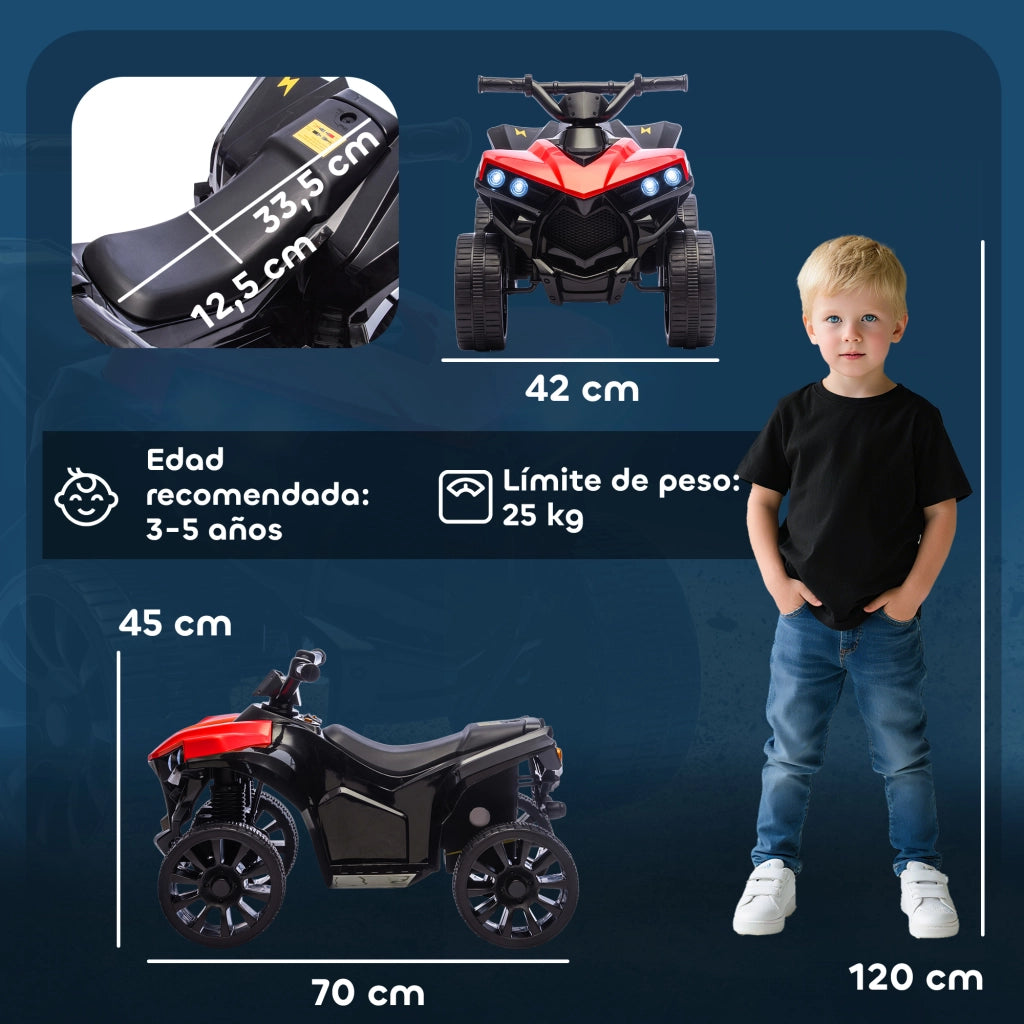 Quad Elettrico per Bambini 6V ¨C zephmum ¨C 70x42x45 cm Rosso