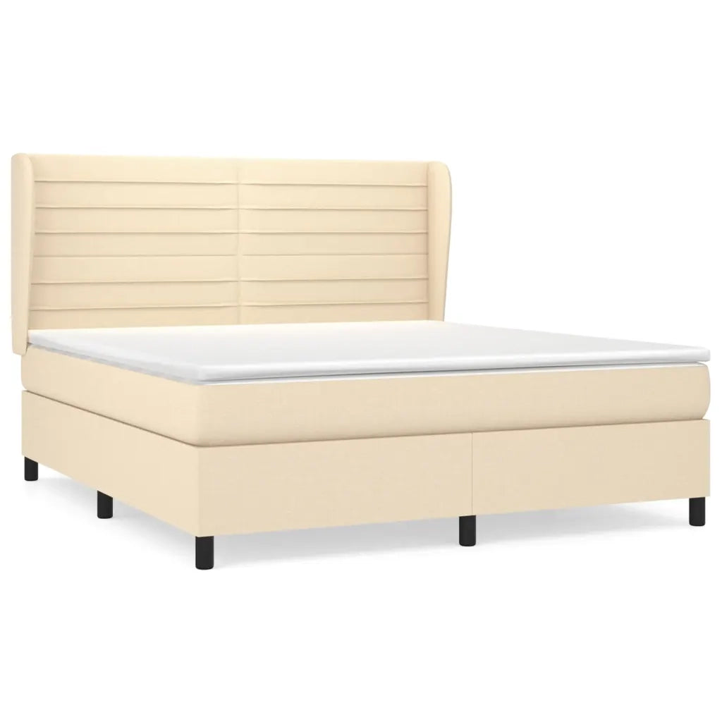Giroletto a Molle con Materasso Crema 160x200 cm in Tessuto 3128058
