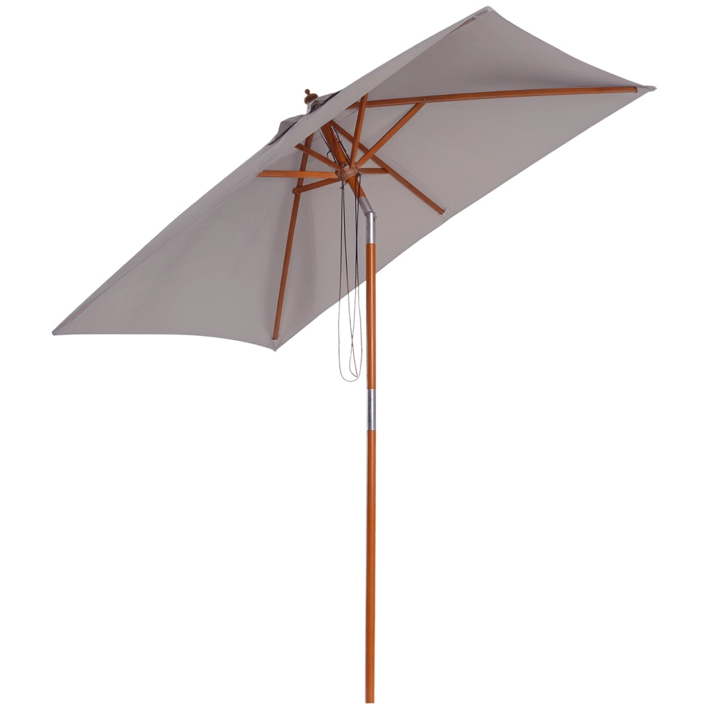 Ombrellone Rettangolare Inclinabile Grigio ¨C Xylo ¨C 200x150x235 cm Legno Impermeabile Anti-UV