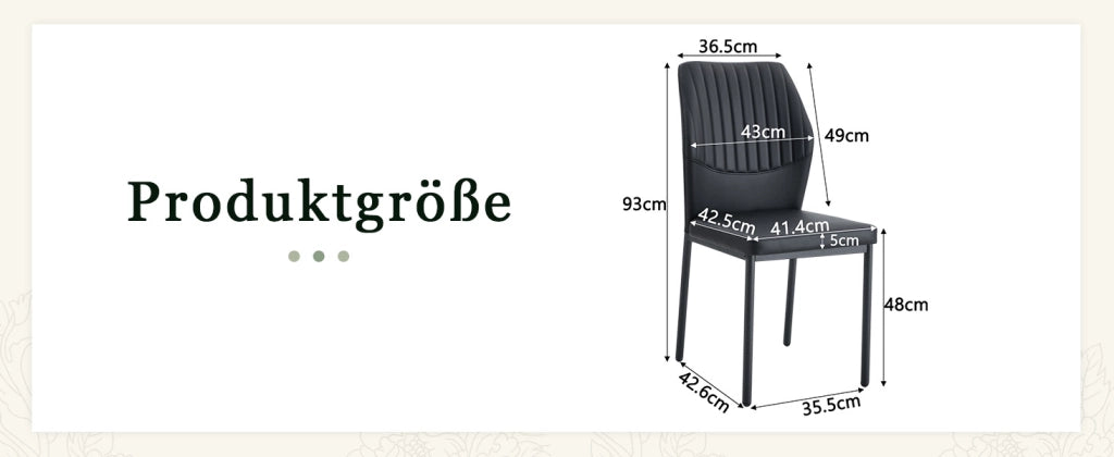 [Set di 4] Sedie da pranzo dallo stile lussuoso e leggero: schienale in PU nero con goffratura verticale + gambe in metallo nero. Adatte a sale da pra