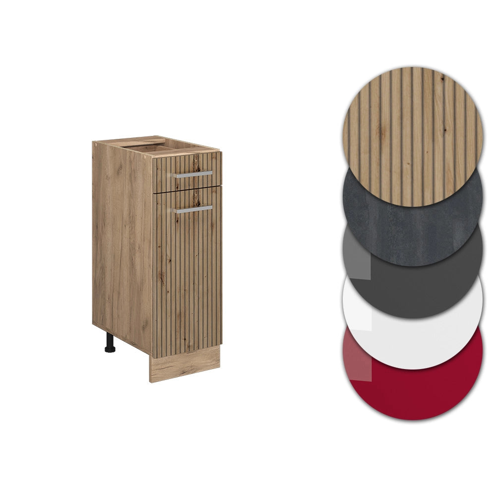 Mobiletto base per cucina R-Line Rovere artigianale/Rovere dorato 30 cm senza piano di lavoro Vicco