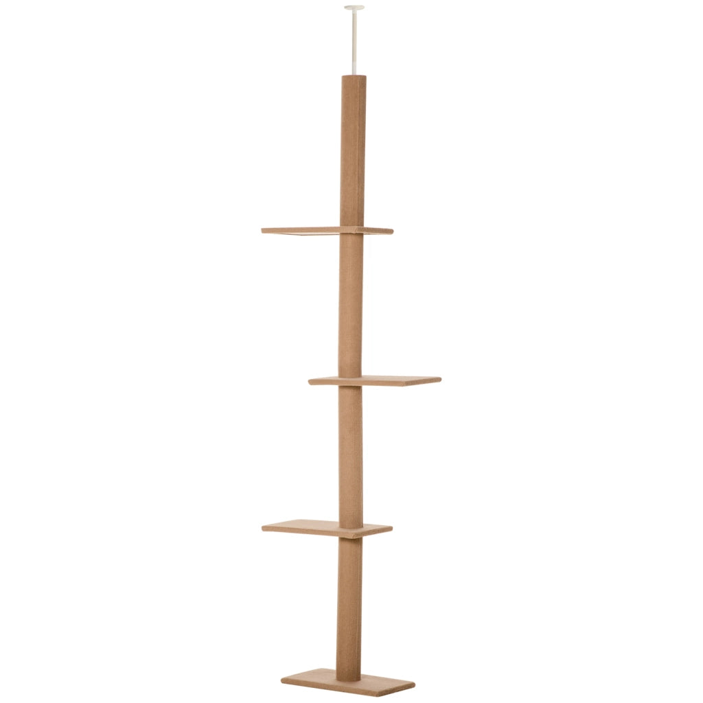 Tiragraffi per gatti con palo regolabile ¨C zephmum ¨C marrone 43x27x228-260 cm