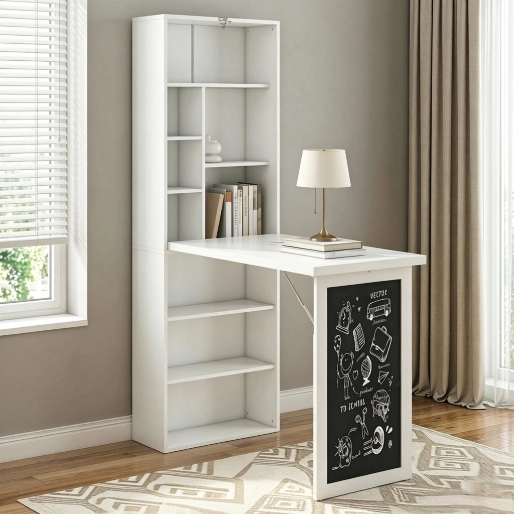 Scrivania moderna per ufficio domestico, scrivania multifunzionale, versatile tavolo da lavoro a parete, tavolo a muro salvaspazio (solo con 1 scrivan