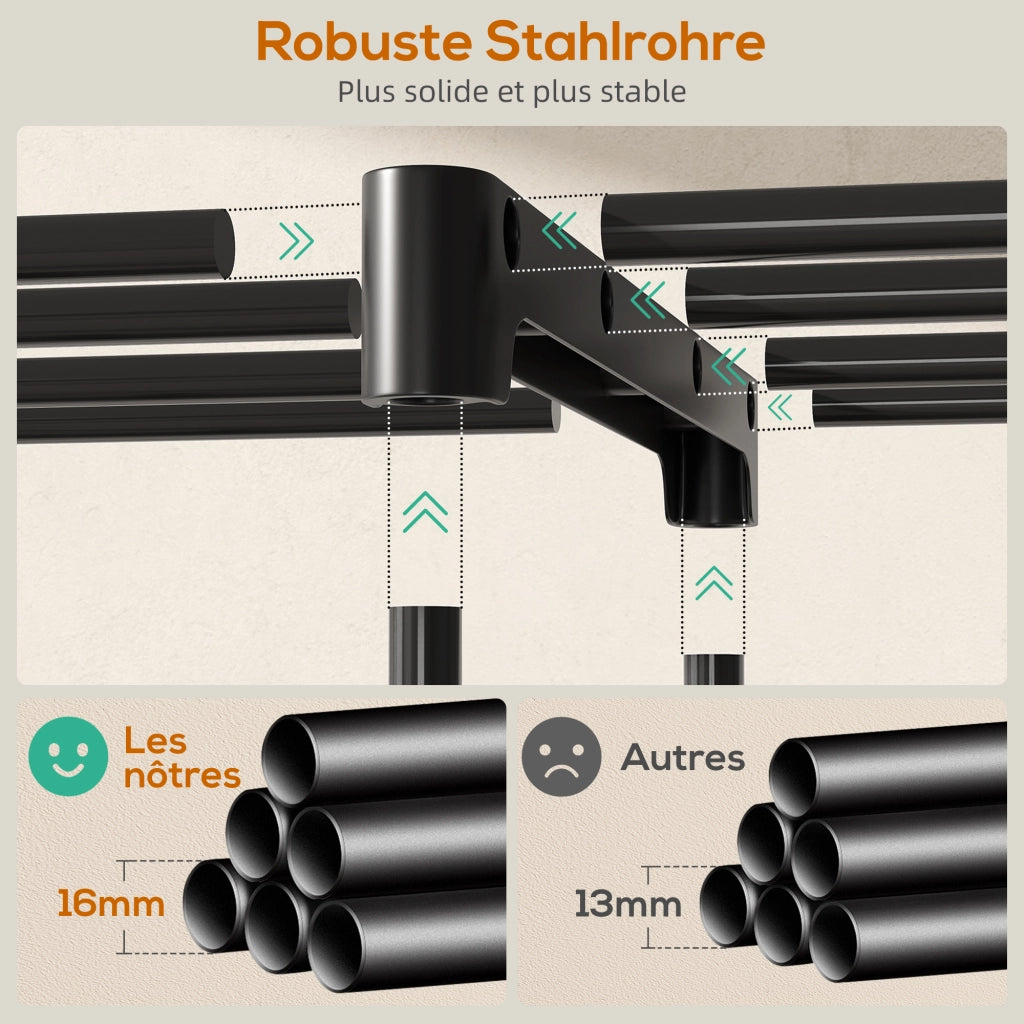 Armadio a sbarre mobile con ripiani ¨C Minimal ¨C 142x43x185 cm nero