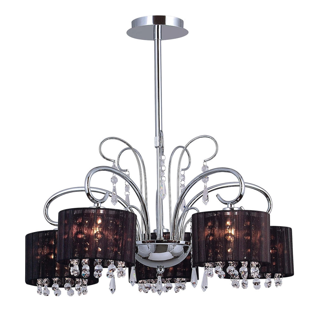 Lampadario Italux Span cristalli cromo/nero 5xE14 dimmer