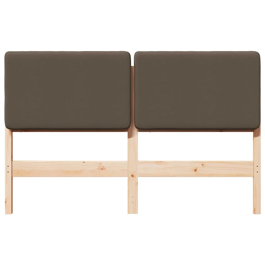 Testiera | Testata imbottita Marrone e taupe 120 cm Pino massello