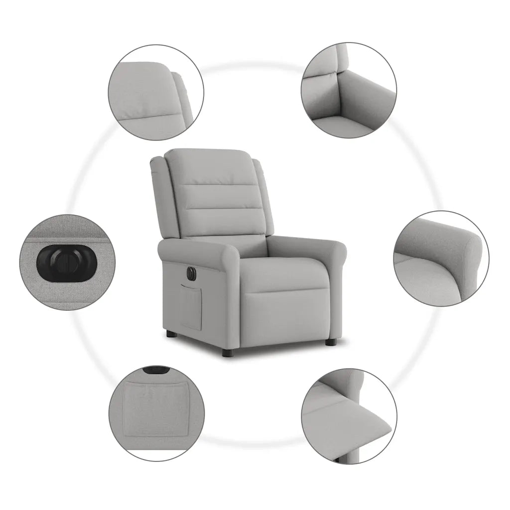 Poltrona Elettrica Reclinabile Grigio Nuvola in Tessuto 3303303