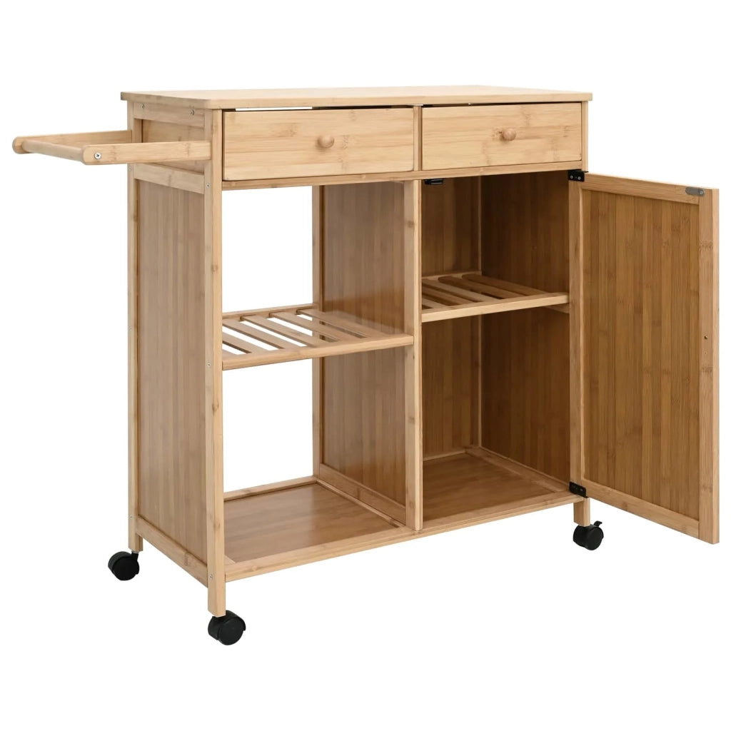Carrello da Cucina con Ruote Naturale 90,5 x 36 x 86,5 cm Bamb¨´ CFW7358119
